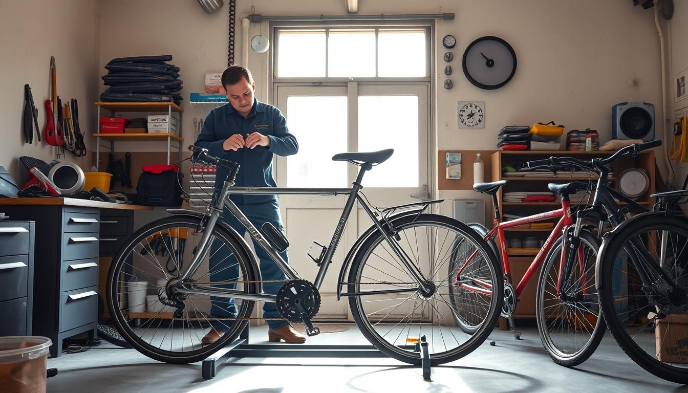 Reparación de bicicletas con proceso claro